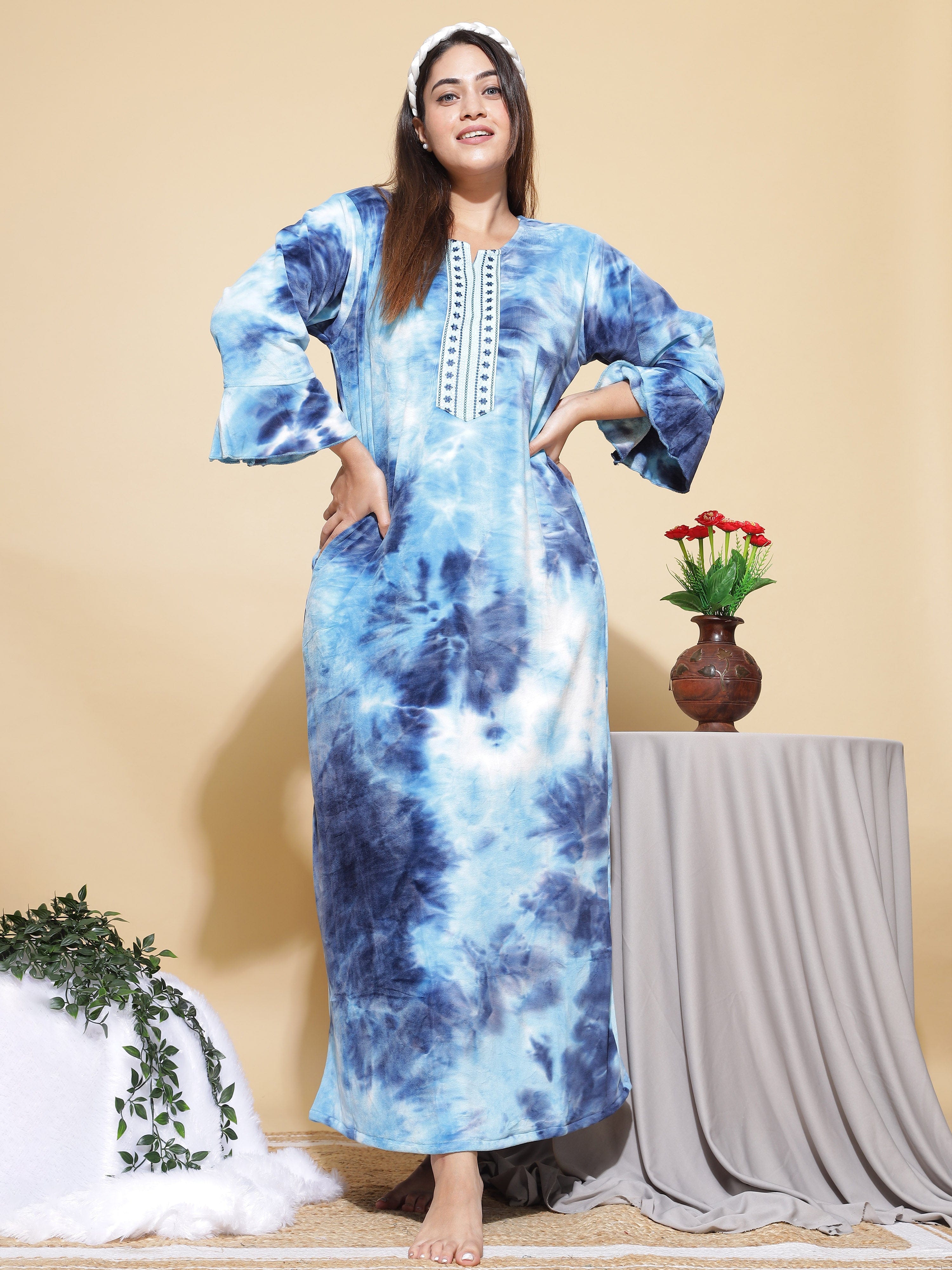 Style Dunes Women's Cotton Nighty | Printed Alpine Maxi Night Gown | E -  Wowxop
